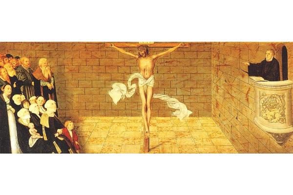 Lucas Cranach d.Ä., Basis der Predella des Reformationsaltars in der Stadtkirche Wittenberg | © wikimedia commons