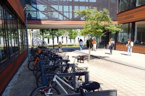 BMC side entrance with bicycle racks