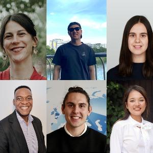 Top row: Mathilde Grimée, Zhidong Xie, Pia Prkacin. Bottom row: Elochukwa Okanmelu, Yann Becker, and Masna Rai.