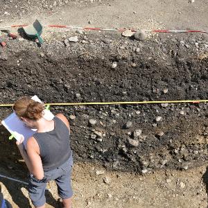 Archäologisches Profil einer Grube