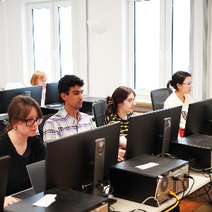 Students working highly focused in the CIP-Pool