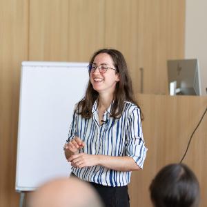 Dr. Anastasia Eleftheriadou in the classroom of International Training School on Computer Vision in Archaeology