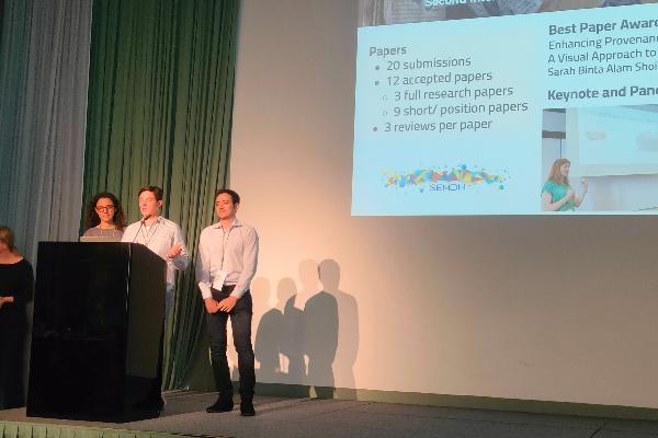 Arianna Graciotti, Tabea Tietz, and Bruno Sartini presenting the SEMDH2025 Workshop Highlights