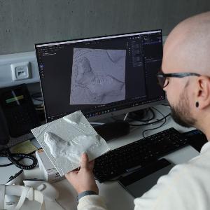 A digital elevation model in digital and printed form.