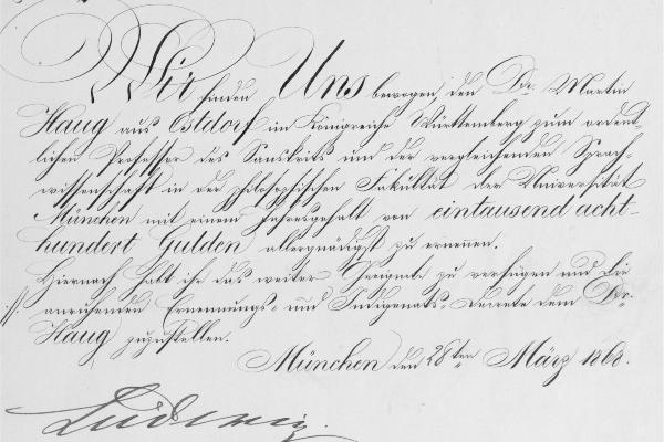 Königlicher Erlass zur Einrichtung des Lehrstuhls