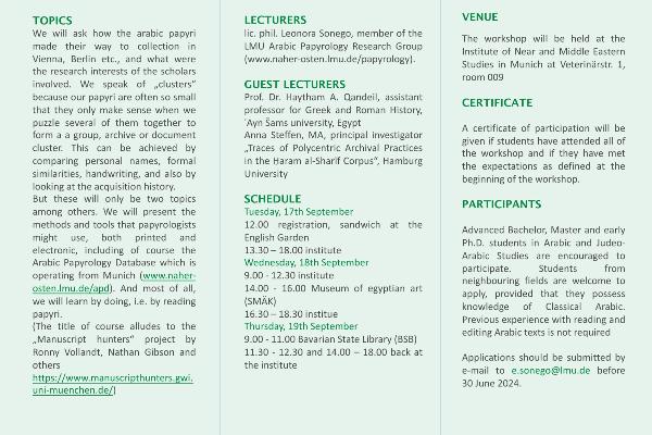 Workshop-Flyer mit den Einzelheiten zum Programm.