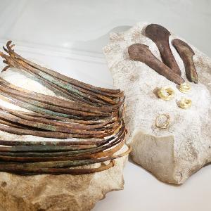 Showcase with bar ingots and axes