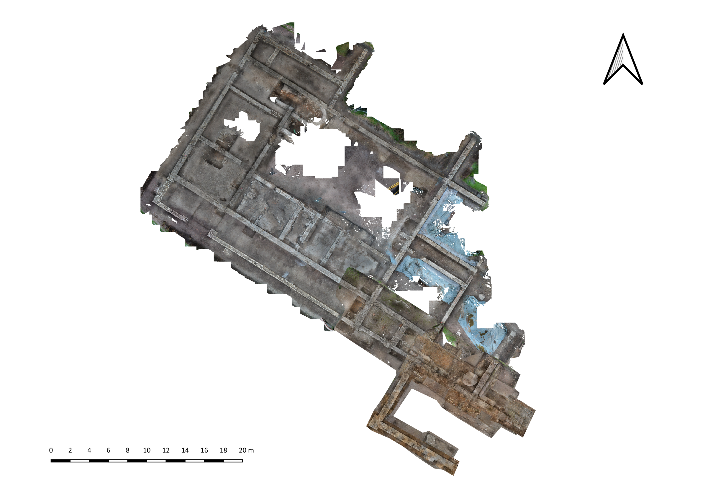 Orthographic plan view of the excavation area Insula 1