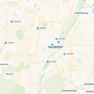 Interaktive Karte mit dokumentierten Beispielen sichtbaren Türkischs sowie mehrsprachiger Texte in München, erstellt im Rahmen des Projekts „Visible Turkish“.