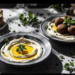 Mediterranes Essen mit Hummus