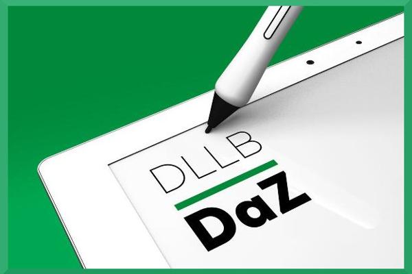 Logo DLLB DaZ; Das Logo wurde im Rahmen des Projekts DLLB DaZ entwickelt. Verwendung nur mit ausdrücklicher Genehmigung der Rechteinhaber:innen.