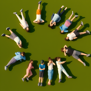 Kinder liegend auf der Wiese