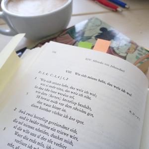 Illustration Textausgabe Minnesang mit Kaffee