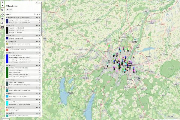 Darstellung der Karte herkunftssprachlicher Angebote in München