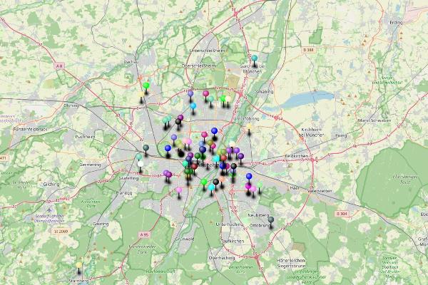 Darstellung der Karte herkunftssprachlicher Angebote in München