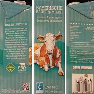 The outside of a milk container for Bavarian milk.