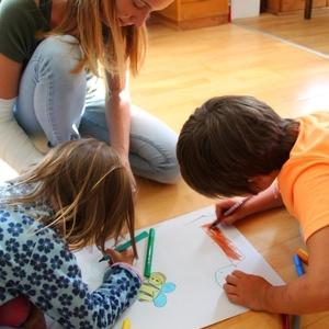 Children drawing.
