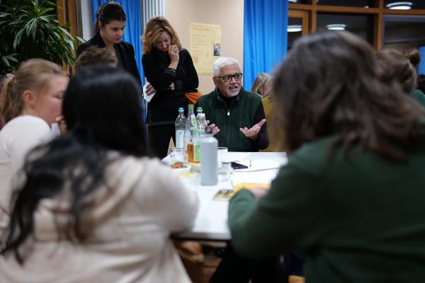 Amitav Ghosh at a workshop.