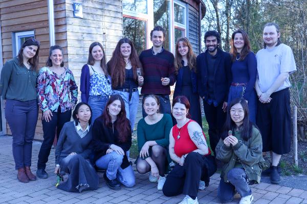Students who presented their works at the exhibition.