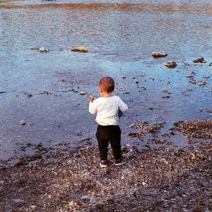 Child exploring the beach.