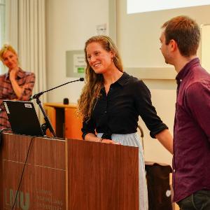 Presenting at the research forum.
