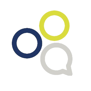 Three colored rings in a triangular formation, with one of them having an outward spike