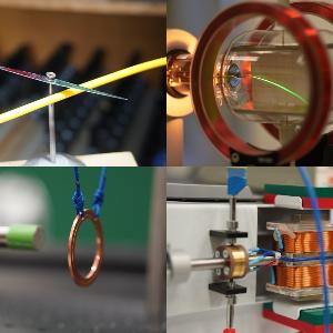 Kompassnadel, Elektronenstrahl im Magnetfeld, Kupferring und Elektromotor