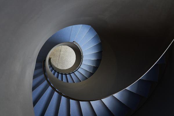 View from above on spiral staircase