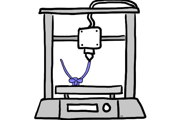 Zeichnung von 3D Drucker im Einsatz