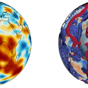 Scale discrepancy between tomographic (left) and geodynamic model (right).
