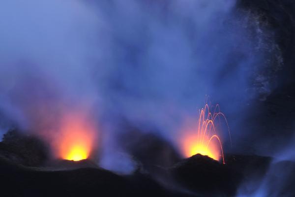 Two active vents at Stromboli