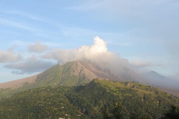 Lava flow and buildings