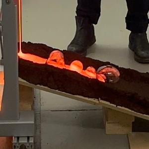 Pouring lava at 1100 degree Celcius