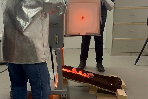 Pouring lava at 1100 degree Celcius