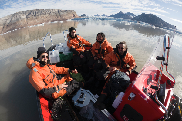 William Orsi and team on a zodiac