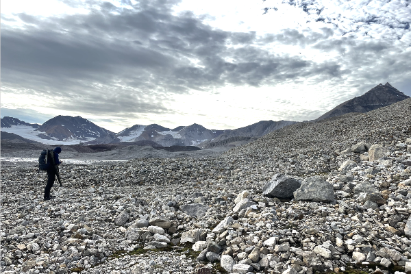 William Orsi in a lonely, stony landscape