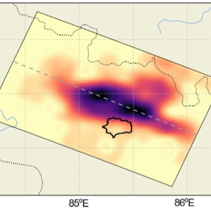 Illustration of peak ground motion from a simulation of the 2015 M7.8 Gorkha Earthquake in the Kathmandu Basin