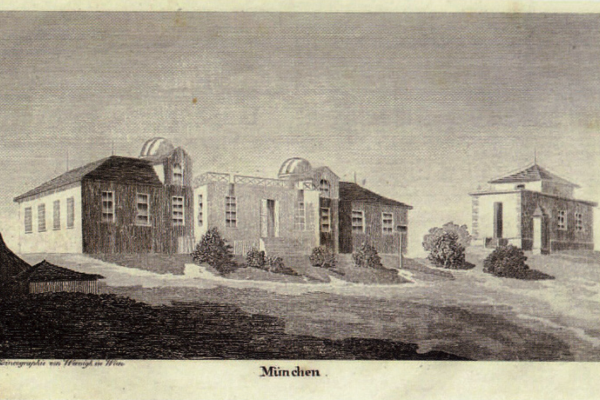 Observatory in Bogenhausen and semi-underground magnetic observatory (front left) 1840
