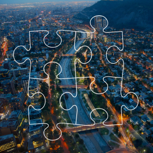 Santiago de Chile mit Puzzle-Grafik