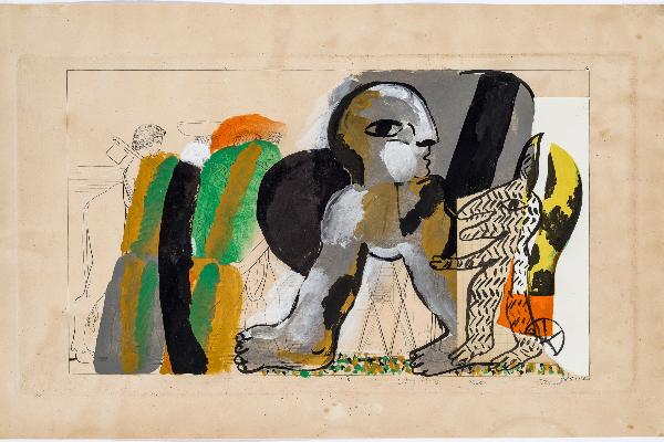 Horst Antes: Nestor, Telemach (Albumblatt 4), 1966/67, Franz Marc Museum, Stiftung Etta und Otto Stangl (Kunst am CAS, WS 2020/21) | © Horst Antes: VG Bild-Kunst, Bonn 2020, © Foto: Walter Bayer, München. Horst Antes: Nestor, Telemach (Albumblatt 4), 1966/67, Franz Marc Museum, Stiftung Etta und Otto Stangl (Kunst am CAS, WS 2020/21)