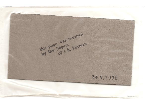 J. H. Kocman, Minimal Book in Plastikhülle, 1971 (Kunst am CAS, SoSe 2012)