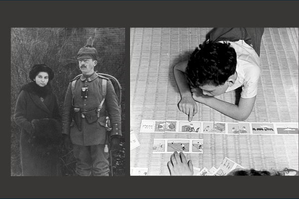 Annie Rosenblüth with her husband Felix Rosenblüth [photograph, 1914] (private collection) // Sonnenfeld, Herbert: [Advertising photograph for Palestine Domino] (Tel Aviv University)