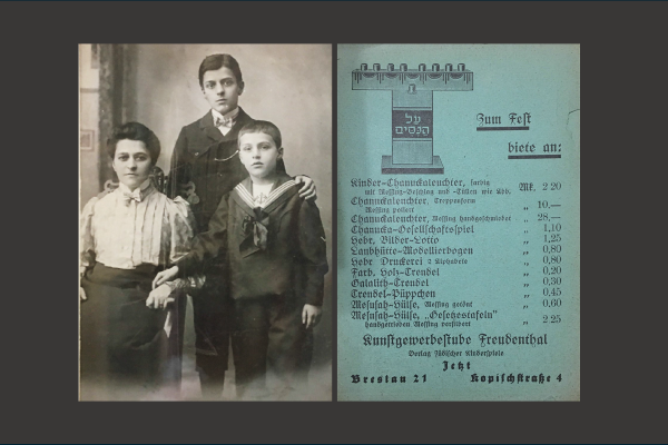Rosa Freudenthal with her sons Walter and Erich [photograph, ca. 1908] (private collection) // Freudenthal Arts and Crafts Shop [price list, undated] (private collection)