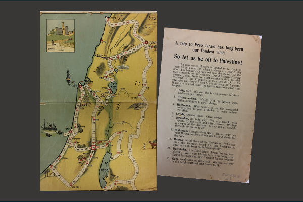 Sandler, Adele: Palästina-Reisespiel. Charlottenburg: Verlag Hajeled 1921 (Israel Museum Jerusalem)
