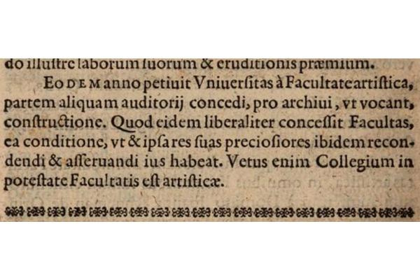 Aus den „Annales Ingolstadiensis Academiae“ von Valentin Rotmar betreffend die Einrichtung des Universitätsarchivs 1497