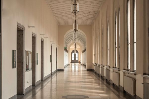 Long hallway with windows