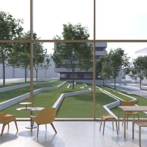 Rendering eines Aufenthaltsraums im neuen Physik Campus.