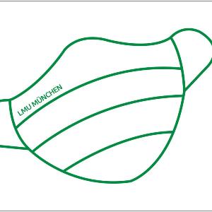 Grafik von einem Mund-Nasen-Schutz und der Aufschrift LMU München