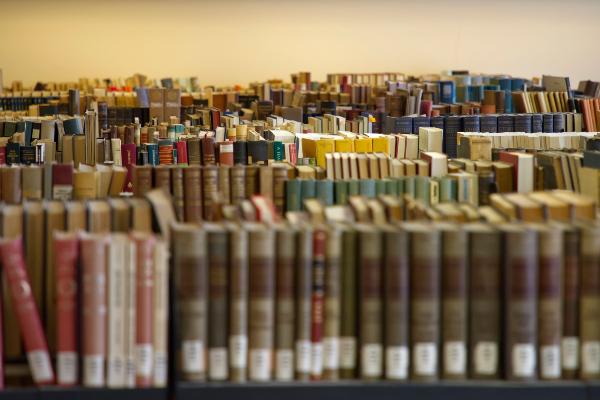 Bücherreihen in auf Regalen in einer Bibliothek