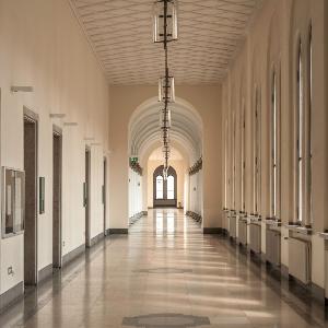 Long hallway with windows